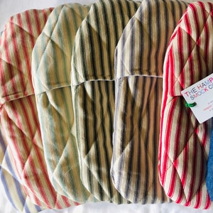 2Ltr Hot Water Bottle Cover in preshrunk 100% Cotton Ticking, quilted & lined, machine washable, with complimentary rubber hot water bottle