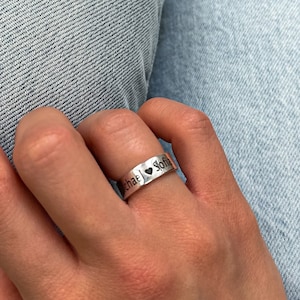 Engraved Name Ring For Couples Gift For Girlfriend Sterling Silver Personalized Ring Anniversary Gift For Her Stackable Sterling Silver Ring