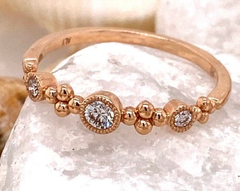Diamond Ring 14k Rose Gold Stacking Ring Dainty Diamond Ring Anniversary Gift For Her Promise Ring Diamond Gift For Girlfriend Wedding Band