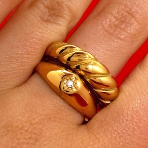 North Star Ring Gold Signet Celestial Ring Statement Ring Gold Star Stone Ring Chunky Star Ring Stacking Ring Birthday Gift Jewelry For Her