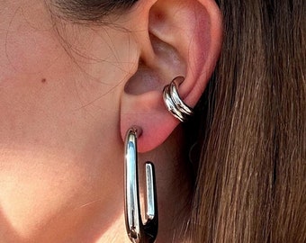 Pendientes de plata gruesos, aros gruesos, pendientes llamativos, aros de plata, idea de regalo de cumpleaños, regalo de aniversario para ella, joyería llamativa, regalo