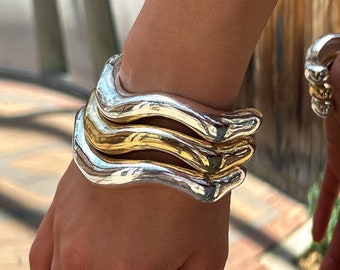 Bangle armband cadeauset zilveren dikke statement armband dikke stapelbare armband verstelbare statement armbanden sieraden cadeau voor vriend