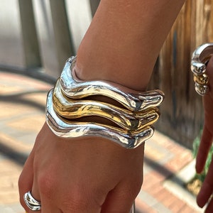 Bangle armband cadeauset zilveren dikke statement armband dikke stapelbare armband verstelbare statement armbanden sieraden cadeau voor vriend