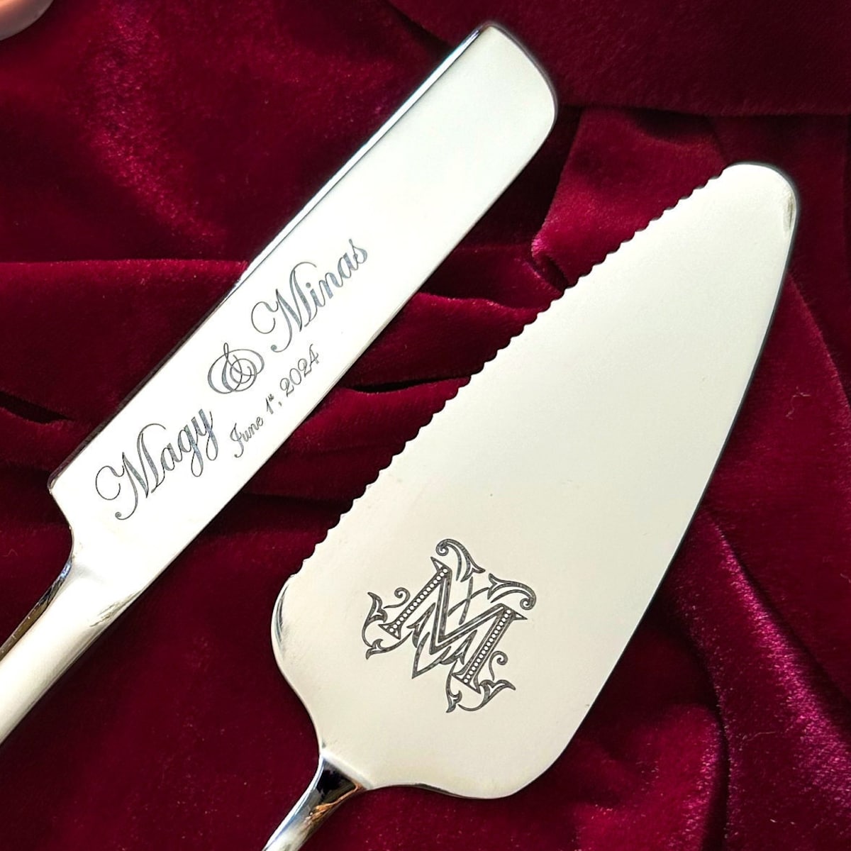 Cake Knife Set Personalized Monogram