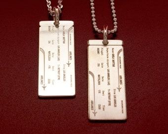 Pilot Gift Custom New Pilot Gift Aviation Gifts Flight Attendant Travel Keepsake Personalized Silver Necklace Boarding Pass Graduation Gift