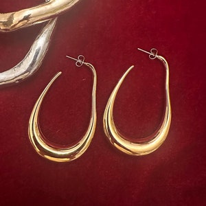 Gold Chunky Hoops Chunky Earrings Gold Hoop Thick Earring Lightweight Statement Jewelry Gift For Her Gift For Girlfriend Trendy Jewelry Gold