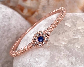 Evil Eye Ring Diamond Eye Jewelry Protection Gift For Birthday Diamond Jewelry Gift For Mom Stacking Ring Dainty Gift For Her Evil Eye