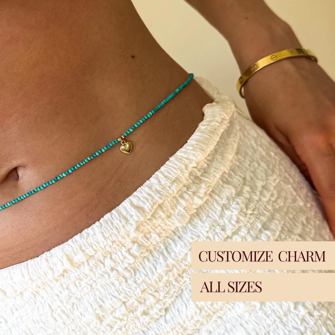 Bauch Kette Benutzerdefinierte Taille Kette Körper Schmuck Charme Kette Bikini Schmuck Türkis Armband Geschenk für Freundin Zierlicher Schmuck Bettelarmband