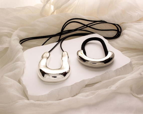 Set Chunky Silver Jewelry Chunky Necklace Trendy Jewelry Girlfriend Gift Statement Jewelry Silver Necklace Hair Accessories Hair Jewelry