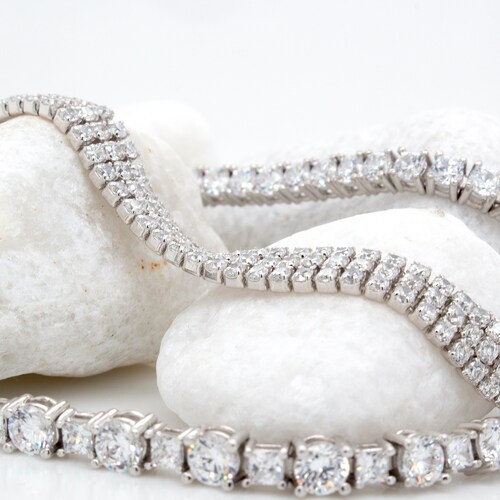 Tennis bracelet - silver bracelet - cz bracelet - cz tennis bracelet - cubic zirconium shops - trendy bracelet - cz bracelets - 3 layer bracelet