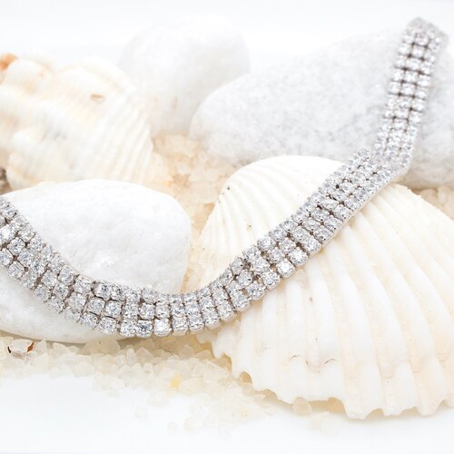 Tennis bracelet - silver bracelet - cz bracelet - cz tennis bracelet - cubic zirconium shops - trendy bracelet - cz bracelets - 3 layer bracelet