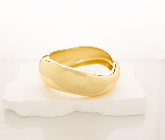 Chunky Bracelet Gold Bangle Bracelet Gift for Her Bracelet Stack Gift for Girlfriend Layering Bracelet Statement Jewelry Thick Bangle