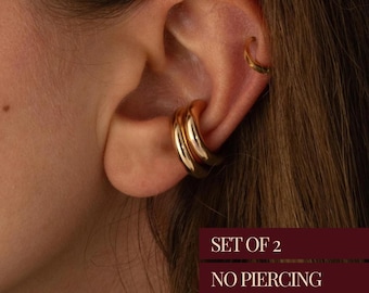 Ear Cuffs No Piercing Earring Gold Statement Ear Cuff Wrap Earring Gift For Her Minimalist Chunky Gold Earrings Mothers Day Gift For Her