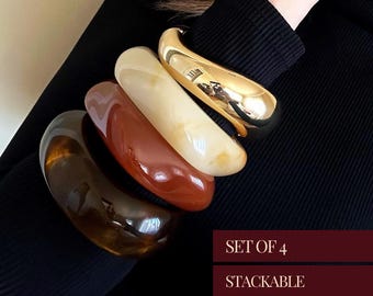 Thick Bangles Chunky Bangle Set Stackable Bracelets Best Friends Gift Stack Bracelet Mothers Day Day Set Gift Trendy Statement Jewelry