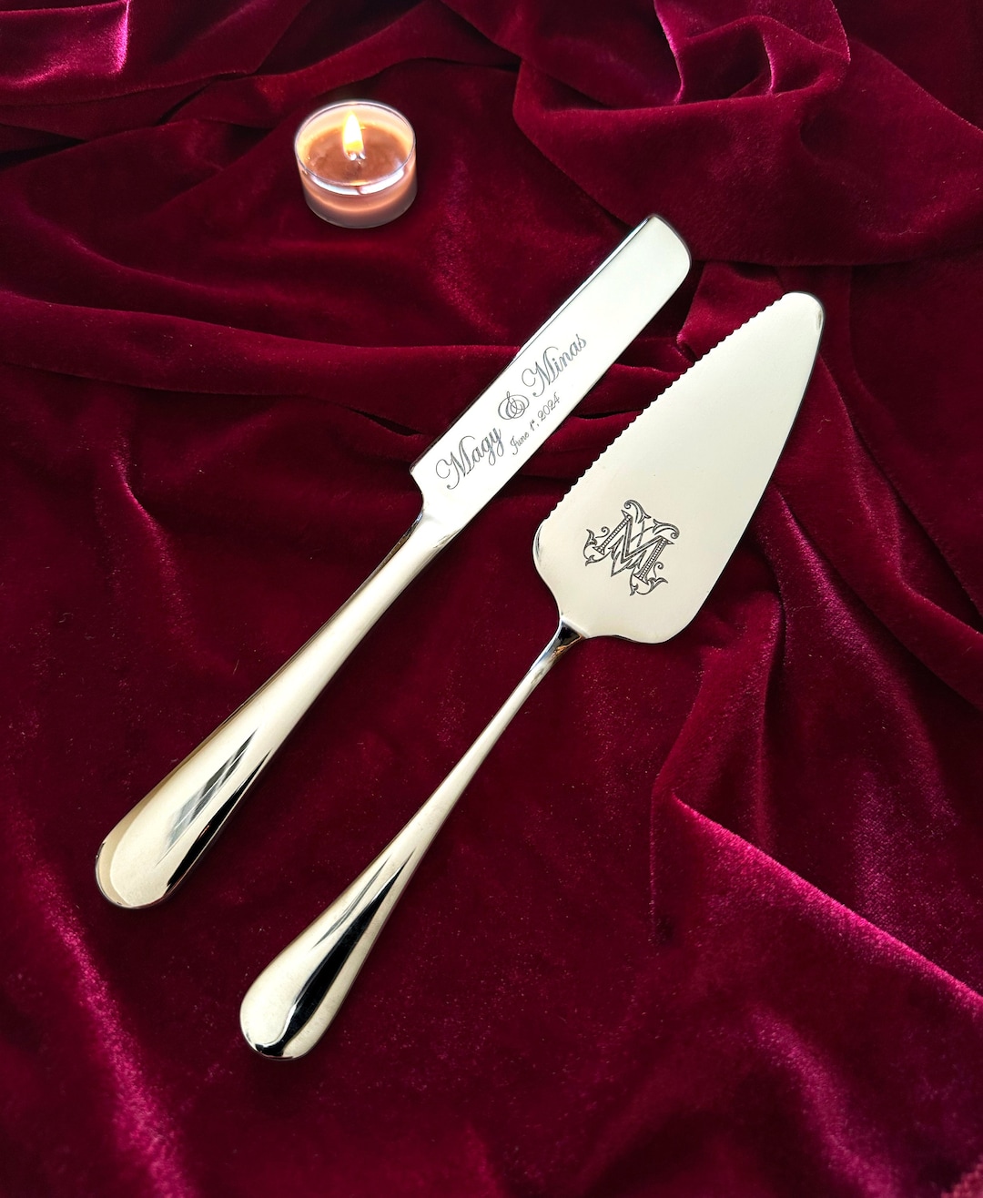 Wedding Cake Knife Set Personalized Monogram Knife Wedding Engraved Cake Spatula Wedding Gift Idea Housewarming Gift Stainless Steel
