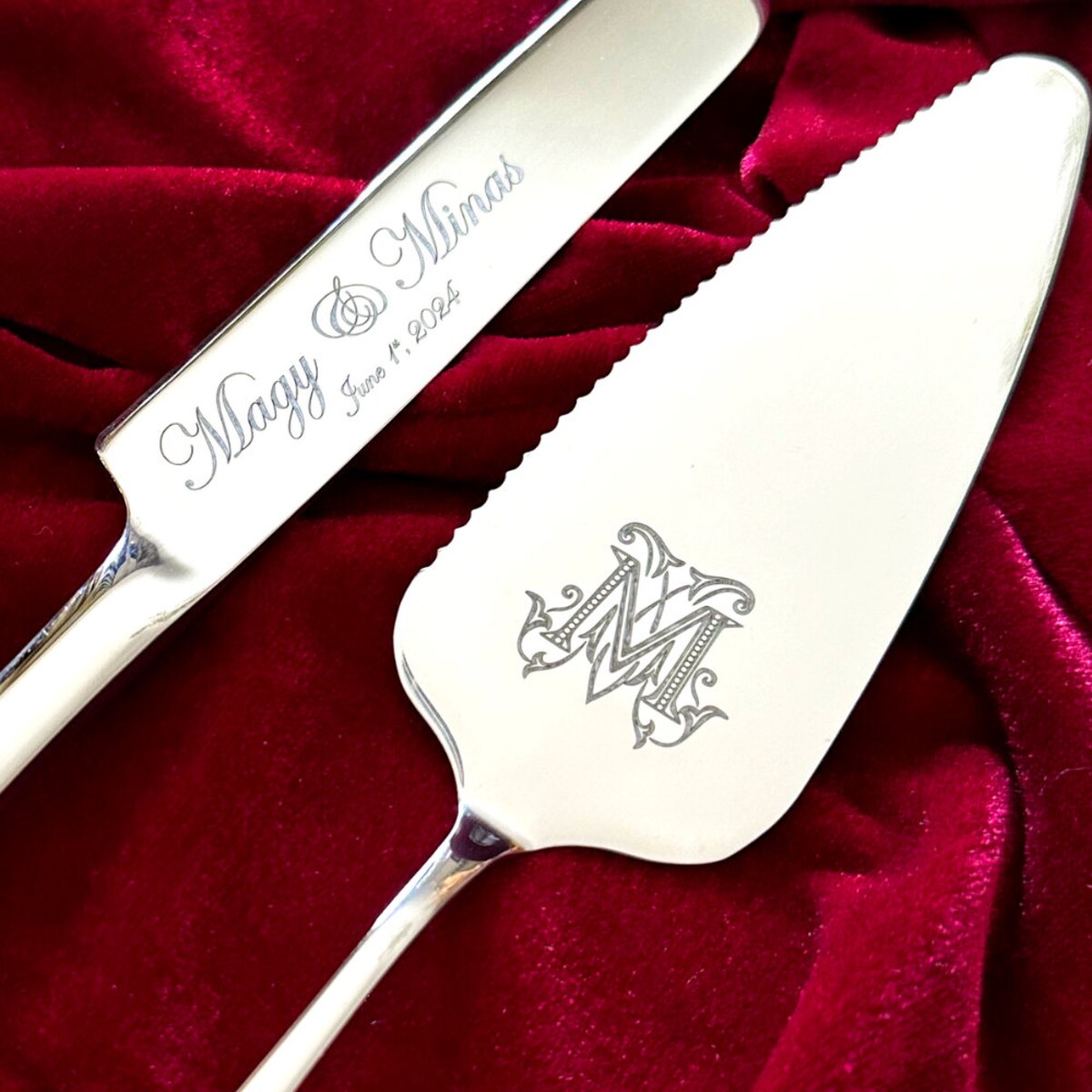 Wedding Cake Knife Set Personalized Monogram Knife Wedding Engraved Cake Spatula Wedding Gift Idea Housewarming Gift Stainless Steel - Etsy