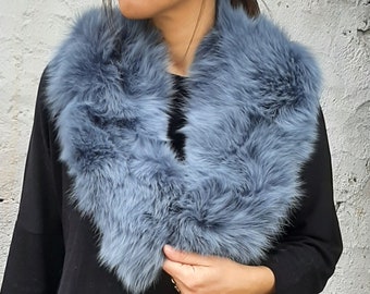 Blue Jean Real Fur Fox Collar