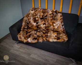 Luxe Real Crystal Fox Paw Fox Fourrure Jeter Couverture