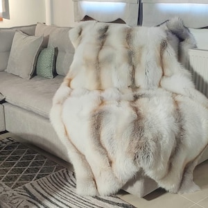 Luxury Real 5 Star Full Skin  Fox Fur Throw Blanket