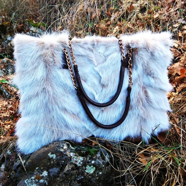 Sac à main Snow Up Real Fox Fur