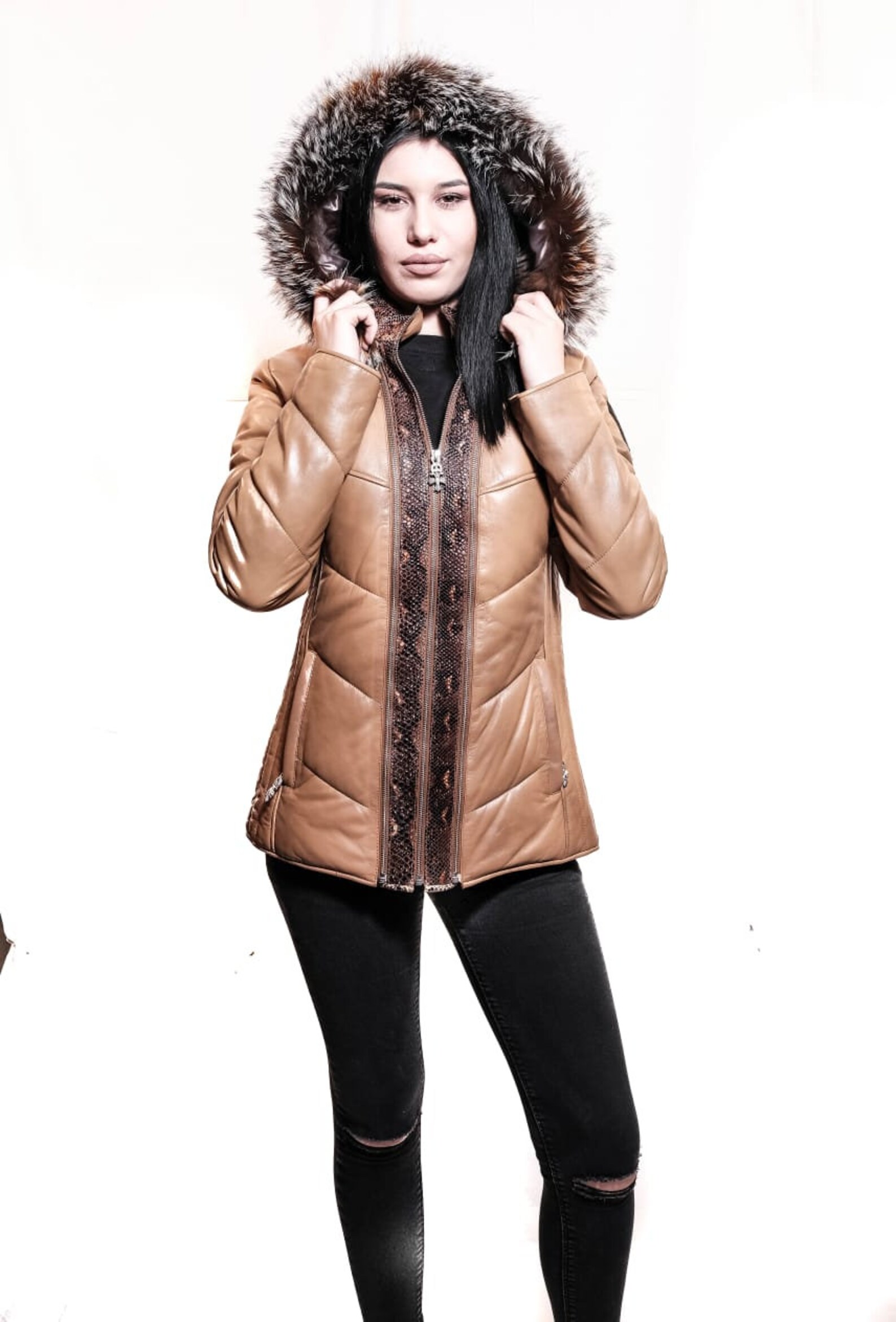 Real Leather Caramel Brown Jacket Etsy