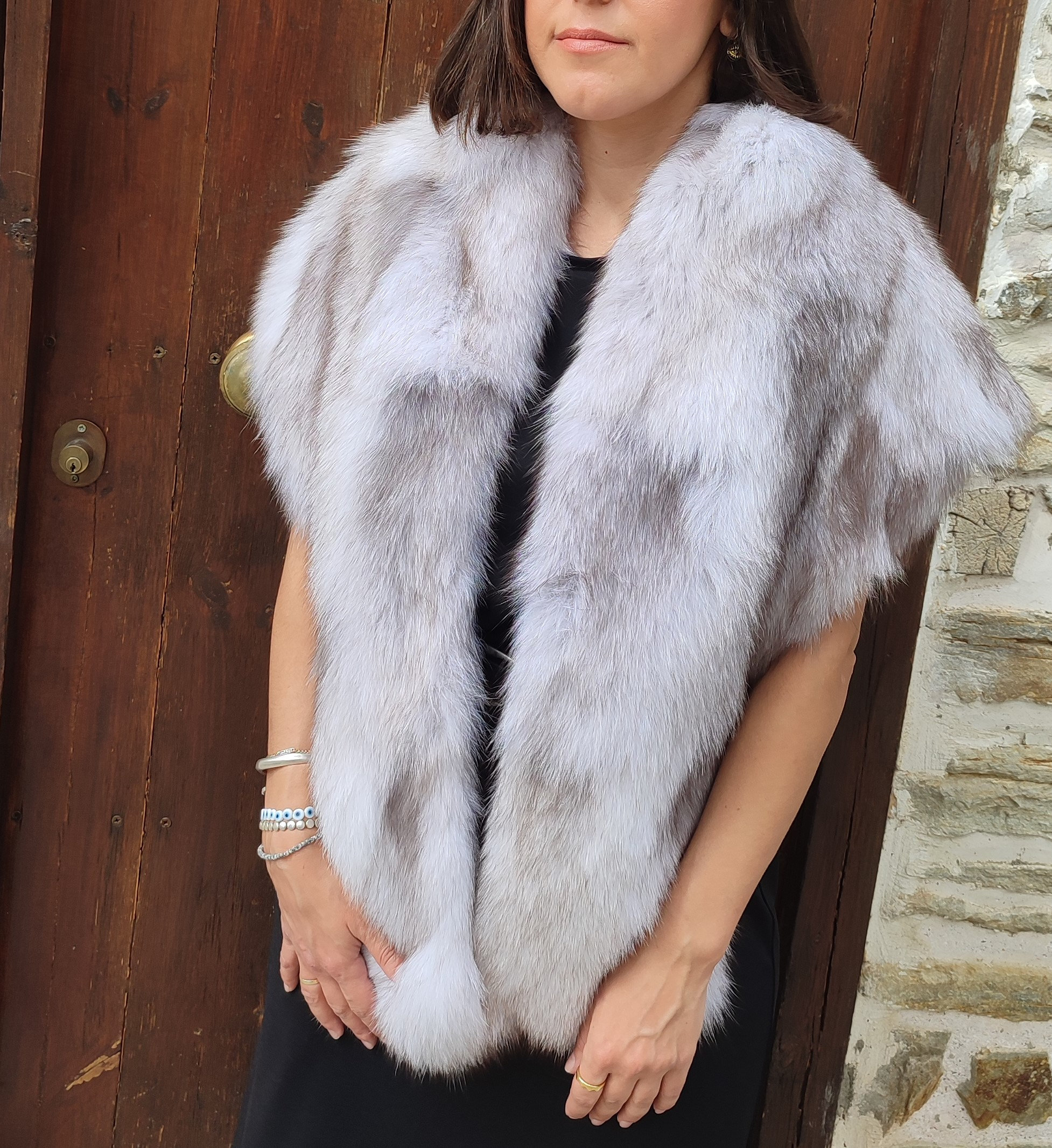 Frauen 100% Natürliche Fuchsfell Schal Fell Kragen Set Luxus Warm Hals Schal