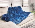 Luxury Real Siver Blue Frost Fox Fur Throw Blanket