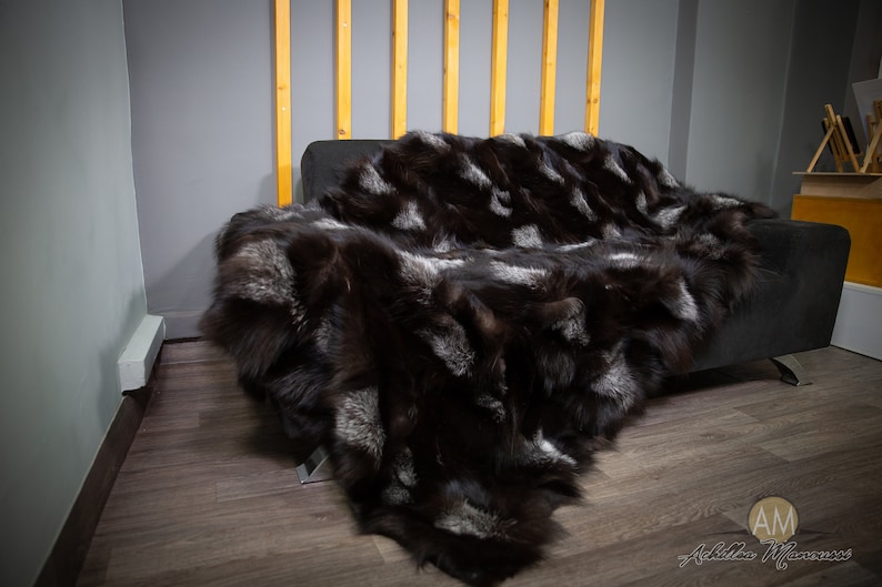 Luxury Real Silver Fox Fur Throw Blanket Etsy