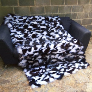 Luxury Real Platine Fur Fox Throw Blanket