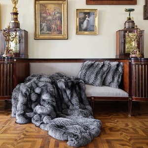 Luxus Echt 5 Sterne Finlandia Silber Volle Haut Fuchs Pelz Decke