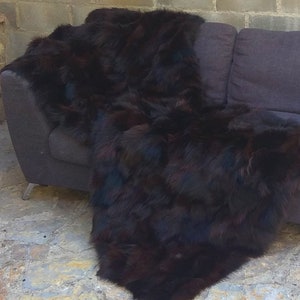 Luxury Real Brown Fur Fox Throw Blanket