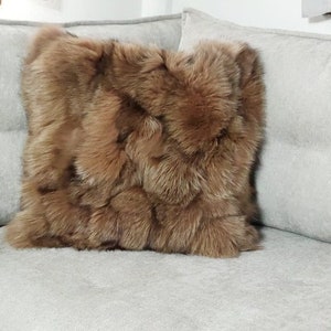 Echtes Luxus Braun Pelz Fuchs Kissenbezug, Kissenhülle