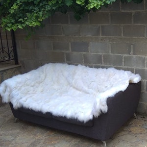Luxury Real White Fox Fur Throw Balnket