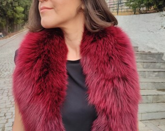 Cherry Real Fur Fox Collar