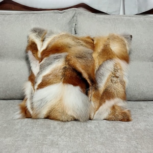 Real Luxury Red Canada Fur Fox Pillow Case, Cushion Case