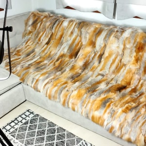 Luxury Real Half Skin Red Fox Canada Fur Throw Blanket