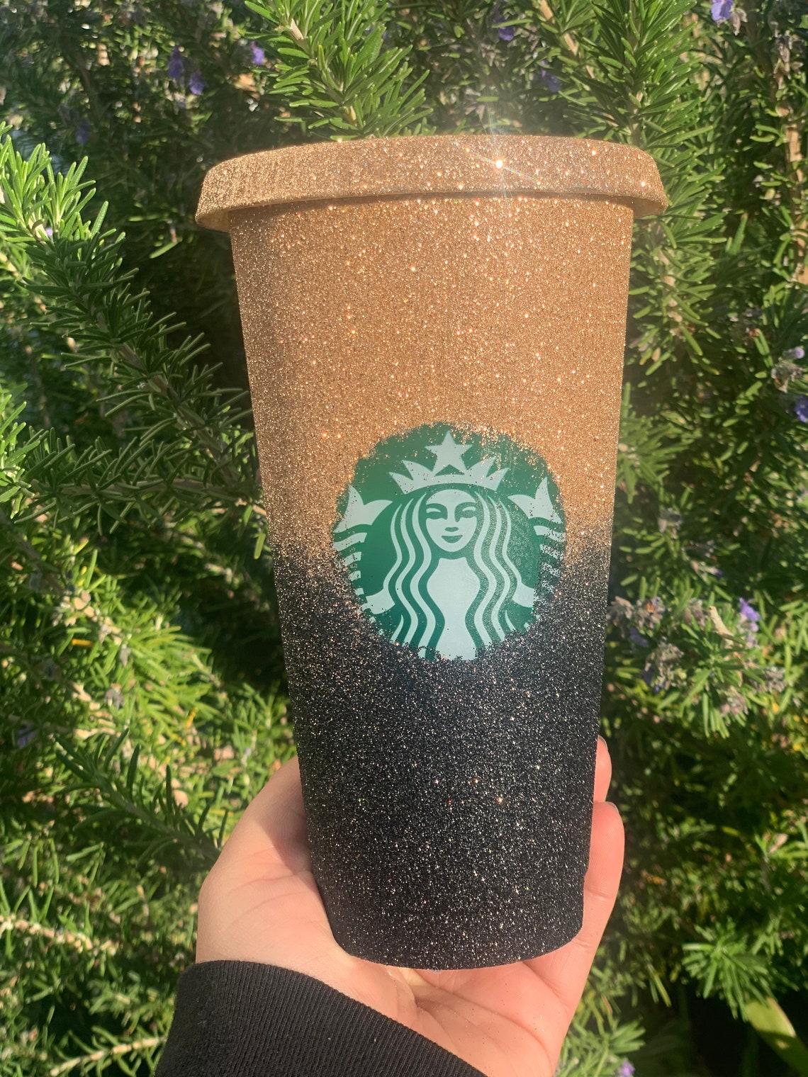 Black and Gold Starbucks cup ombré Starbucks cup reusable Etsy