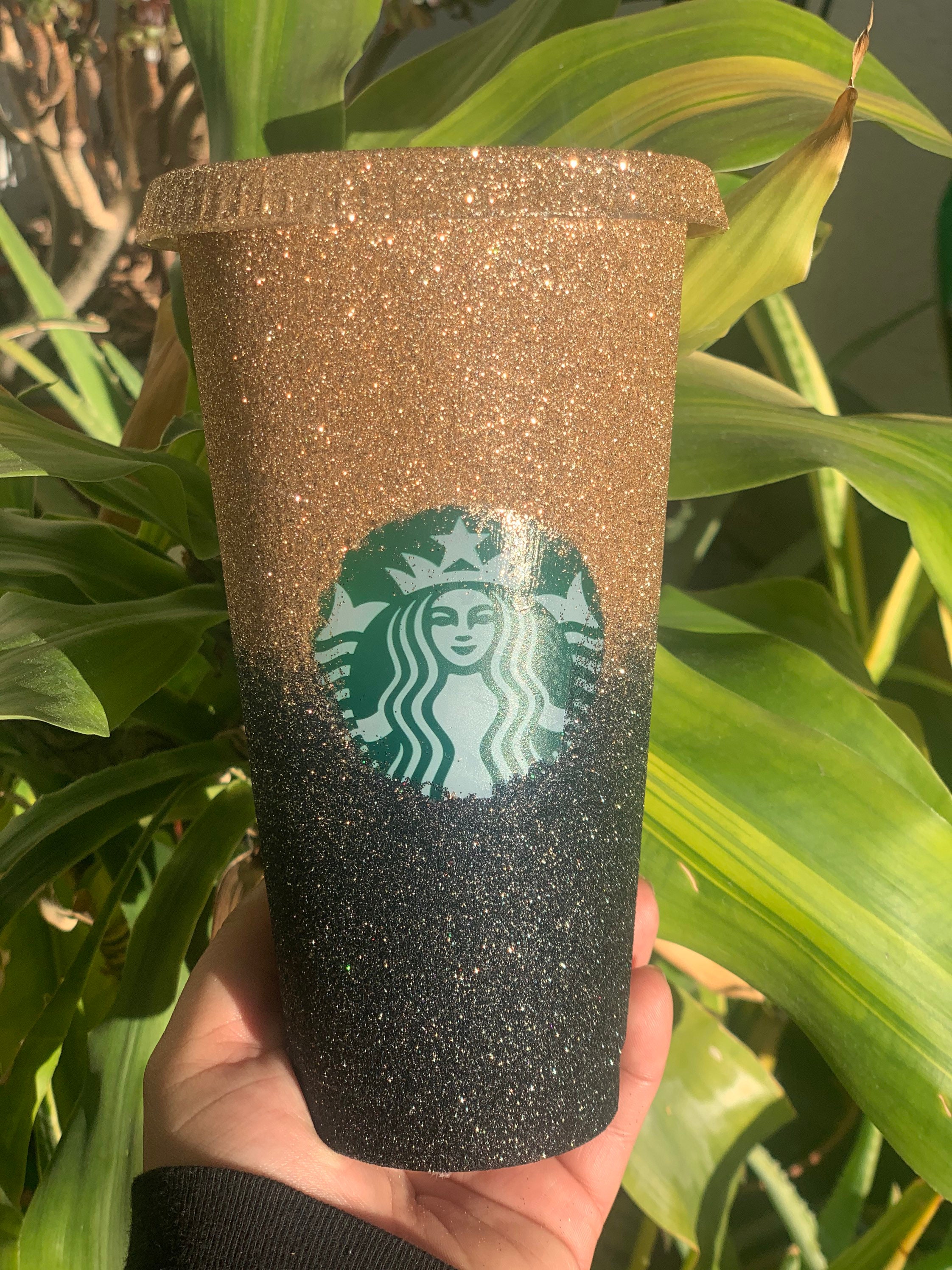 Black and Gold Starbucks cup ombré Starbucks cup reusable Etsy