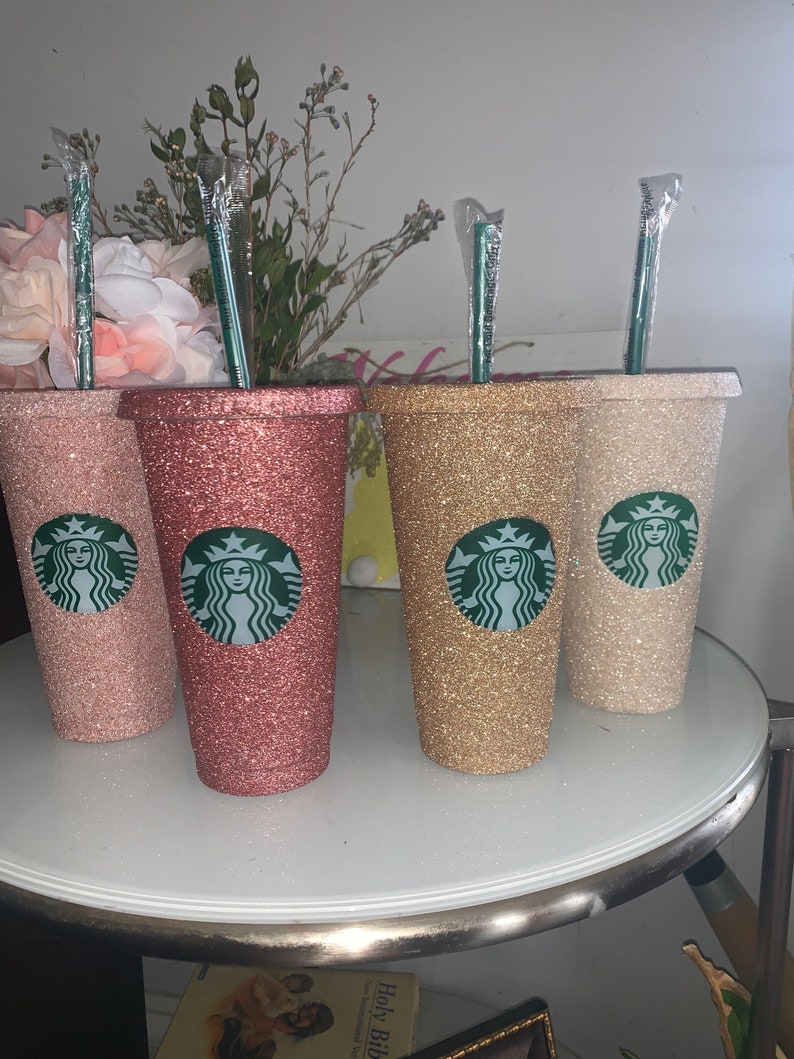 Rose Gold Starbucks cup light rose gold customized reusable Etsy