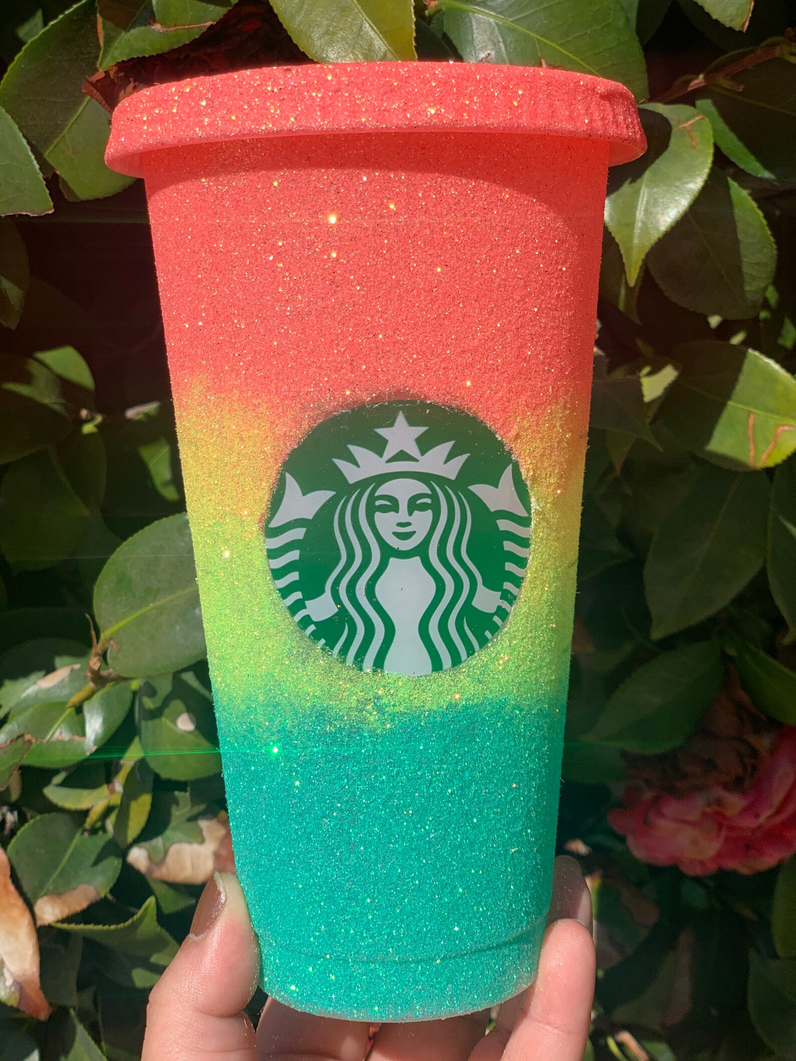 Summer Orange Starbucks Customized Reusable Glittered Cold Cup Etsy