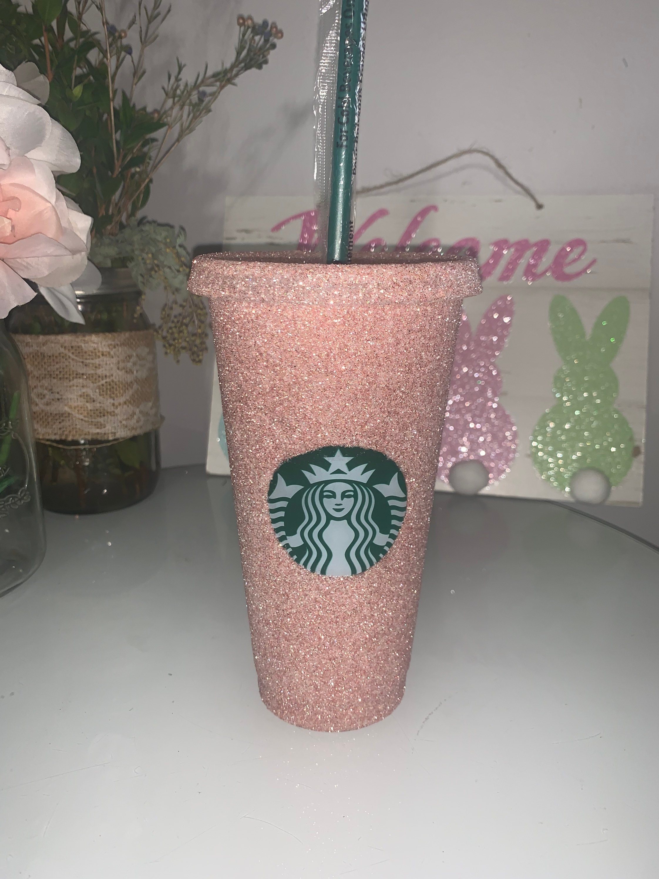 Rose Gold Starbucks Cup Light Rose Gold Customized Reusable Etsy India