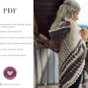 Nova Hooded Triangle Shawl Crochet Pattern, PDF Crochet Winter Hooded Scarf image 2