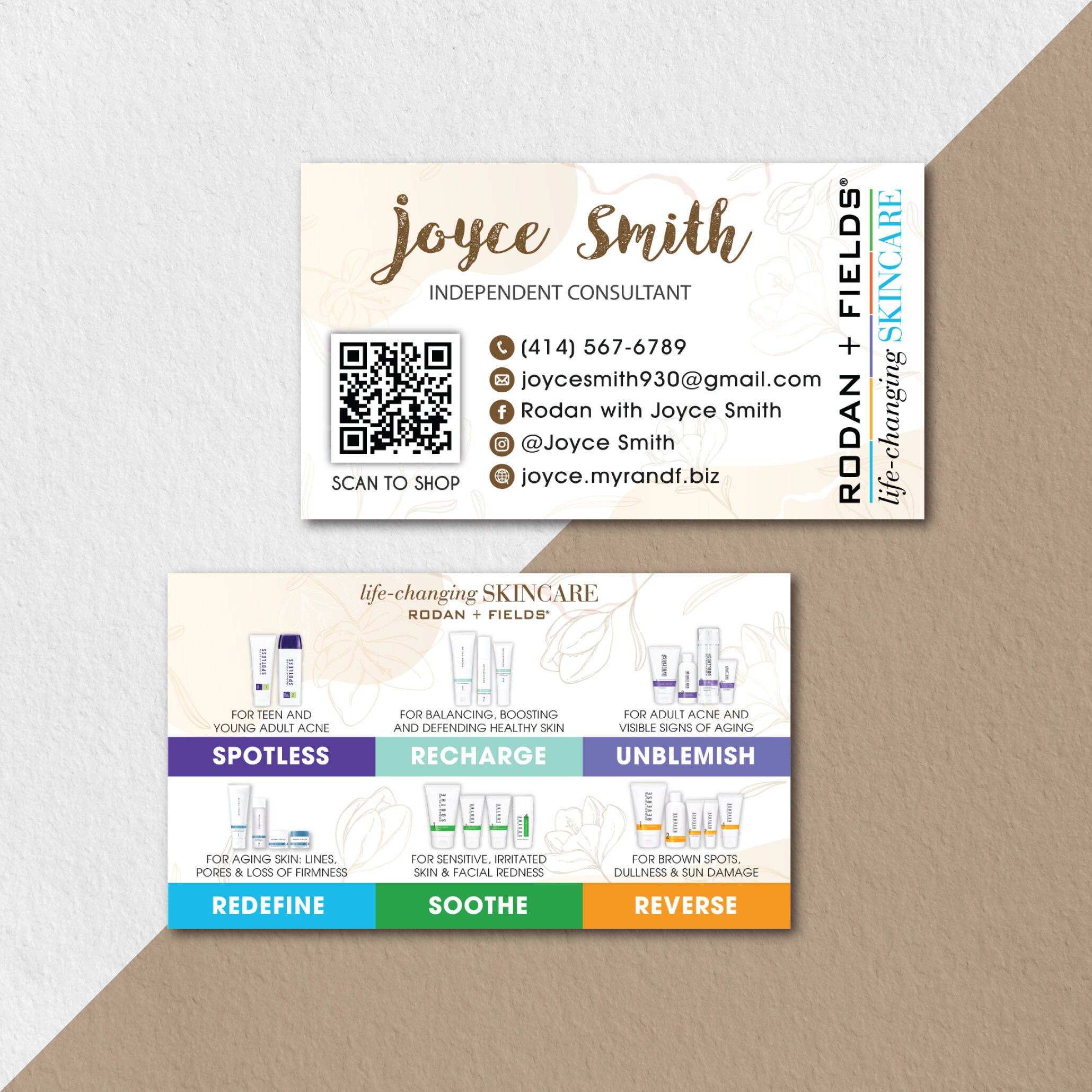 Rodan and Fields QR Code Business Cards RF Business Cards R Etsy
