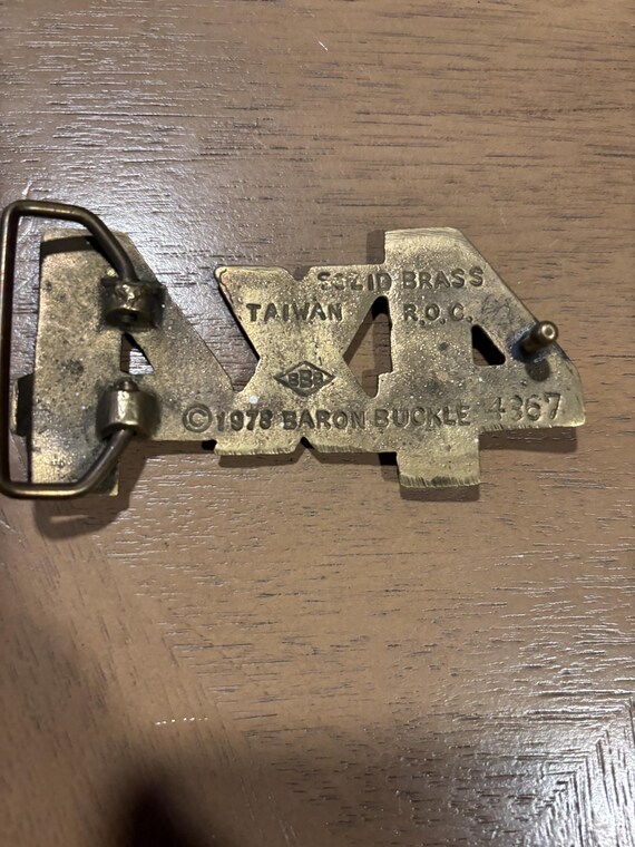 Vintage Solid Brass 4x4 Belt Buckle View 2