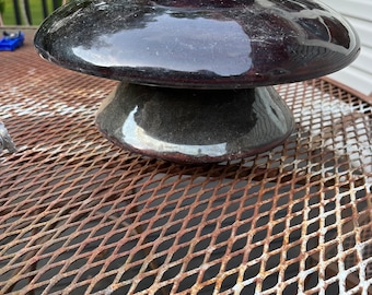 Vintage Ceramic Insulator High Voltage Glazed Brown