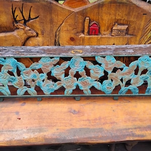 Vintage Rose Cast Iron Bench Back