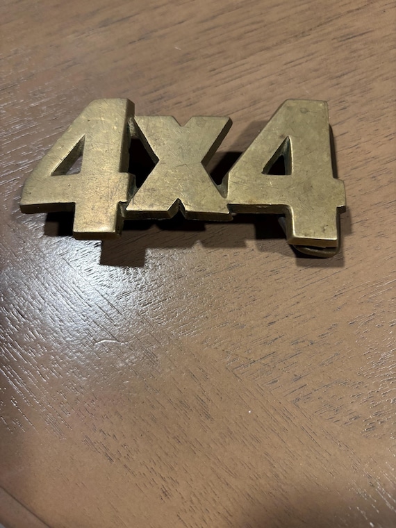 Vintage Solid Brass 4x4 Belt Buckle View 4