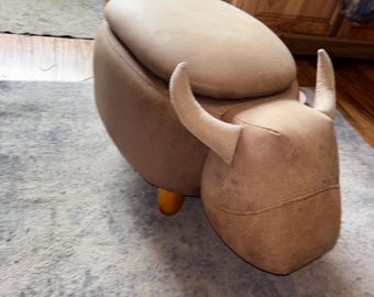 Decorative Buffalo Storage Ottoman Footstool