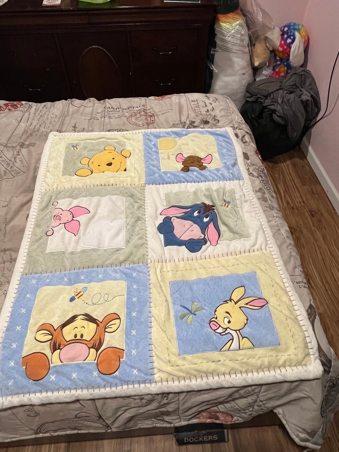 Vintage Disney Winnie the Pooh Patchwork Fleece Baby Blanket Etsy