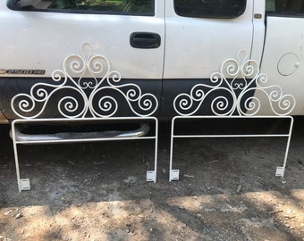 Vintage Victorian Wrought Iron Scroll Twin Headboards